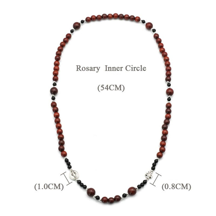 Bracciale elastico a tre cerchi in palissandro da 6 mm con perline del rosario divino di Christianartworkshop - image 10