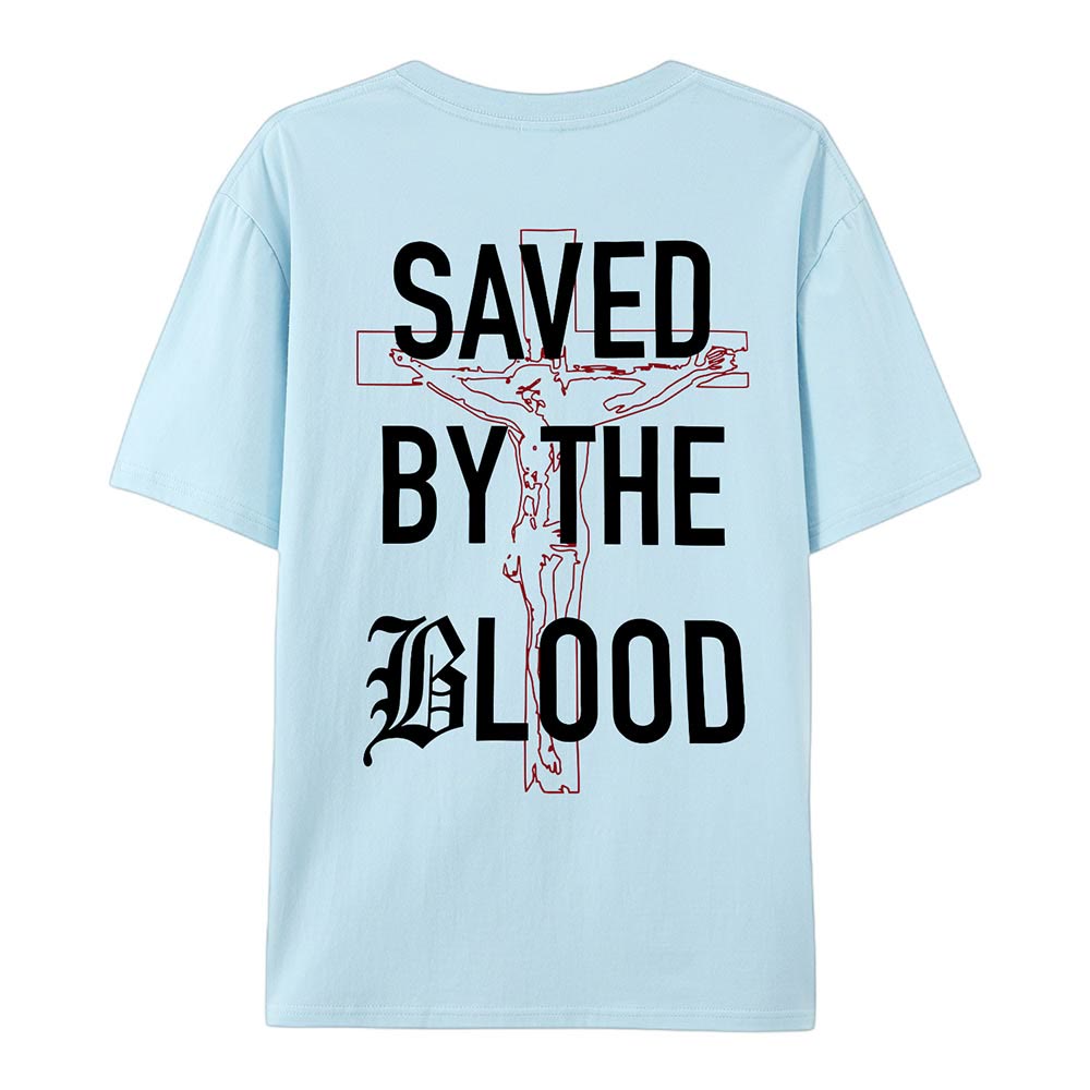 Christianartworkshop Salvato dal Signore T-shirt in cotone - Blu - 2XL - image 19