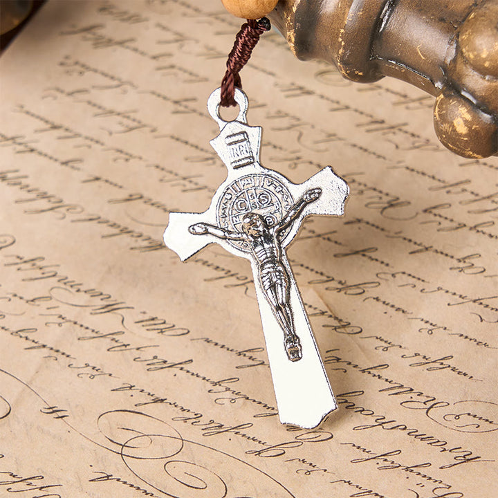 Christianartworkshop Icona di Gesù e Crocifisso Rosario in giada verde naturale da 8 mm - Rosario fatto a mano - image 5