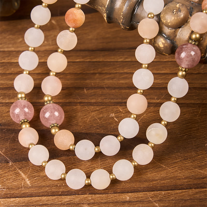 Christianartworkshop Rosario fatto a mano con la Madonna e il Crocifisso in avventurina rosa e quarzo fragola da 8 mm - image 5