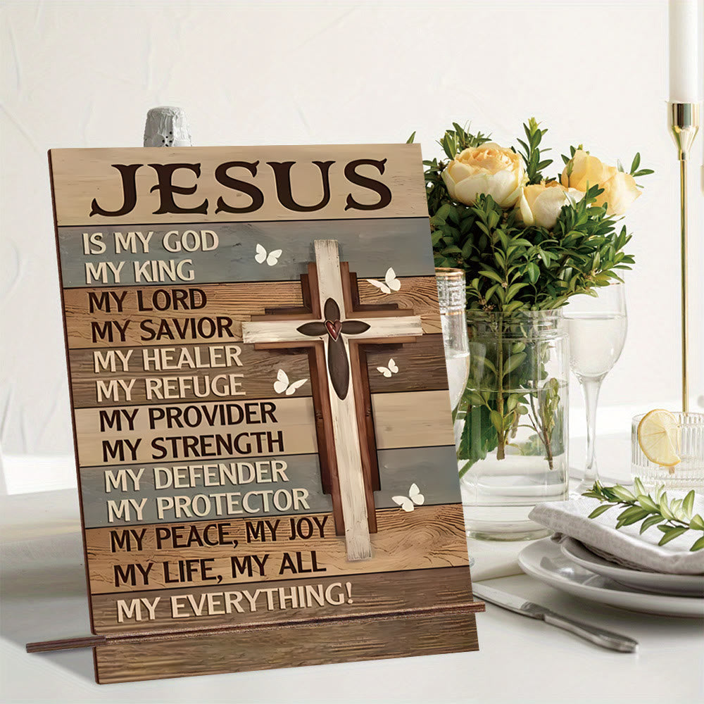 Christianartworkshop Targa decorativa in legno a forma di croce - Lodate la gloria di Gesù - 11,02''*8,27''*0,2'' - image 0