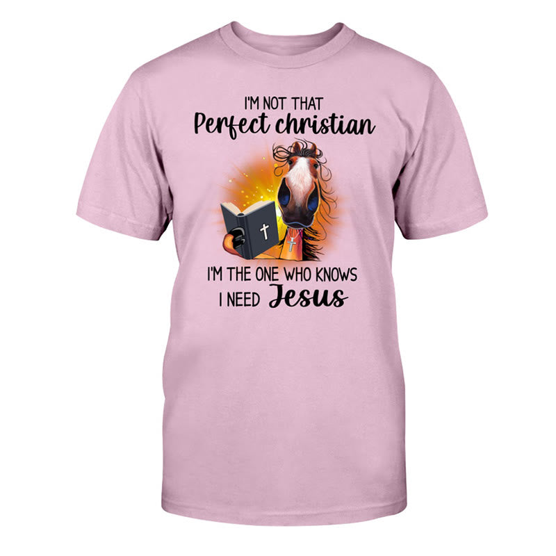 Christianartworkshop Non sono un cristiano così perfetto, ho bisogno di Gesù Maglietta classica - Rosa - 2XL - image 10
