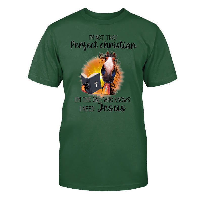 Christianartworkshop Non sono un cristiano così perfetto, ho bisogno di Gesù Maglietta classica - Verde scuro - 2XL - image 16