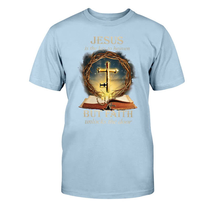 Christianartworkshop Chiave del Paradiso Maglietta unisex in cotone - Blu - 2XL - image 8