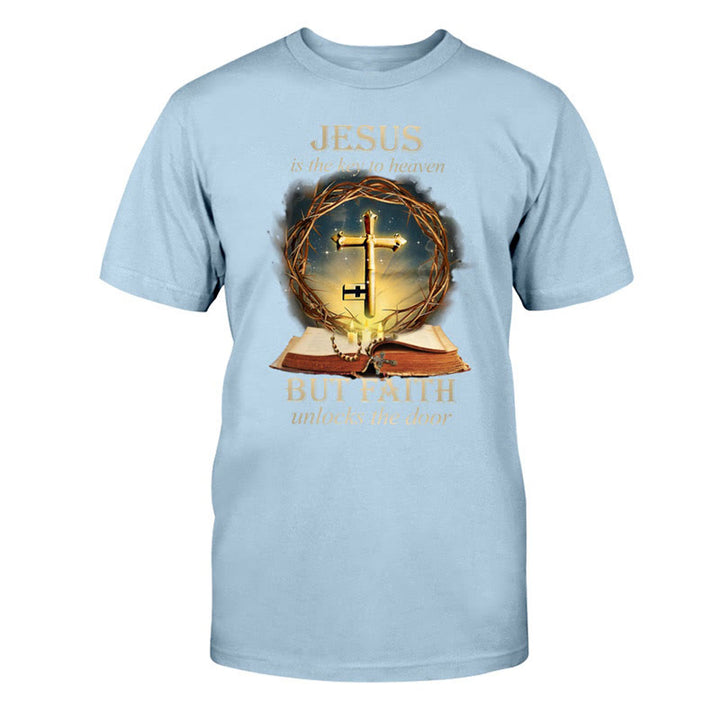 Christianartworkshop Chiave del Paradiso Maglietta unisex in cotone - Blu - 2XL - image 8