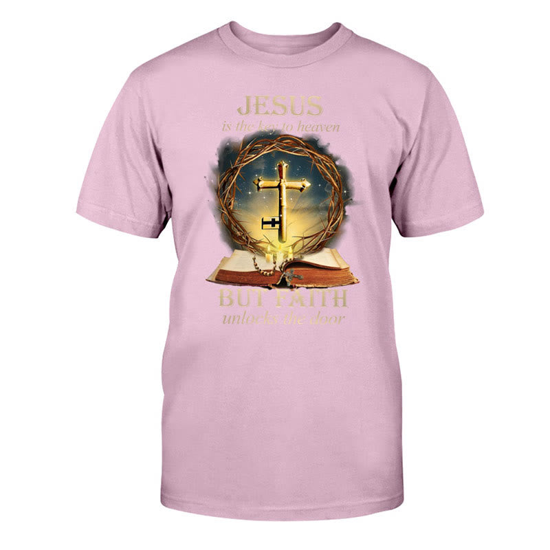 Christianartworkshop Chiave del Paradiso Maglietta unisex in cotone - Rosa - 2XL - image 10