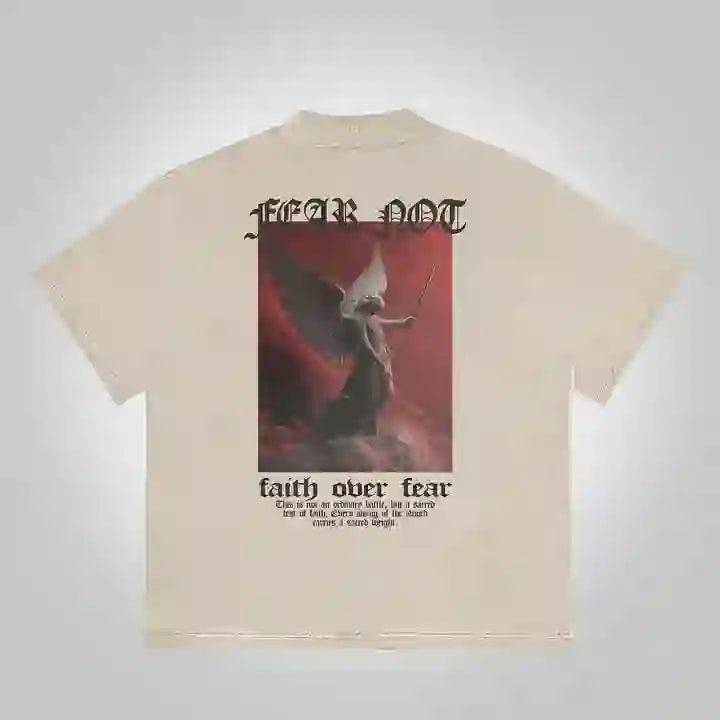 Christianartworkshop Sopula Fear Not-Faith Over Fear - Maglietta grafica in cotone con stampa - Beige - 2XL - image 2