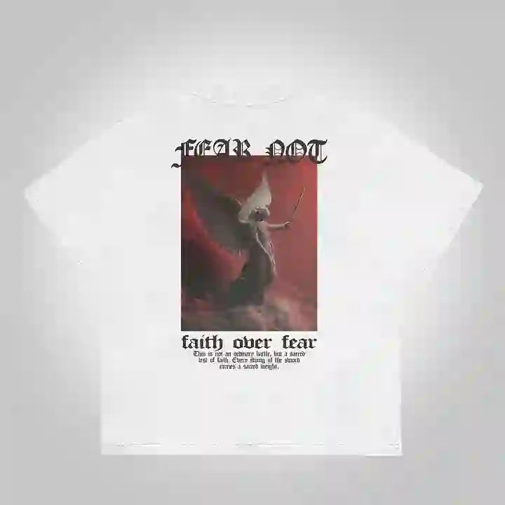 Christianartworkshop Sopula Fear Not-Faith Over Fear - Maglietta grafica in cotone con stampa - Bianco - 2XL - image 1