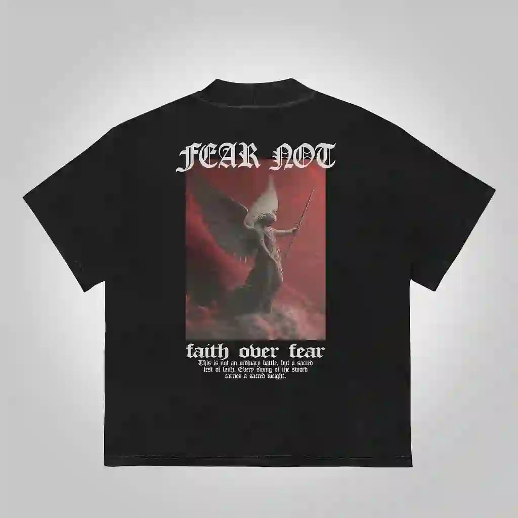 Christianartworkshop Sopula Fear Not-Faith Over Fear - Maglietta grafica in cotone con stampa - Nero - 2XL - image 0