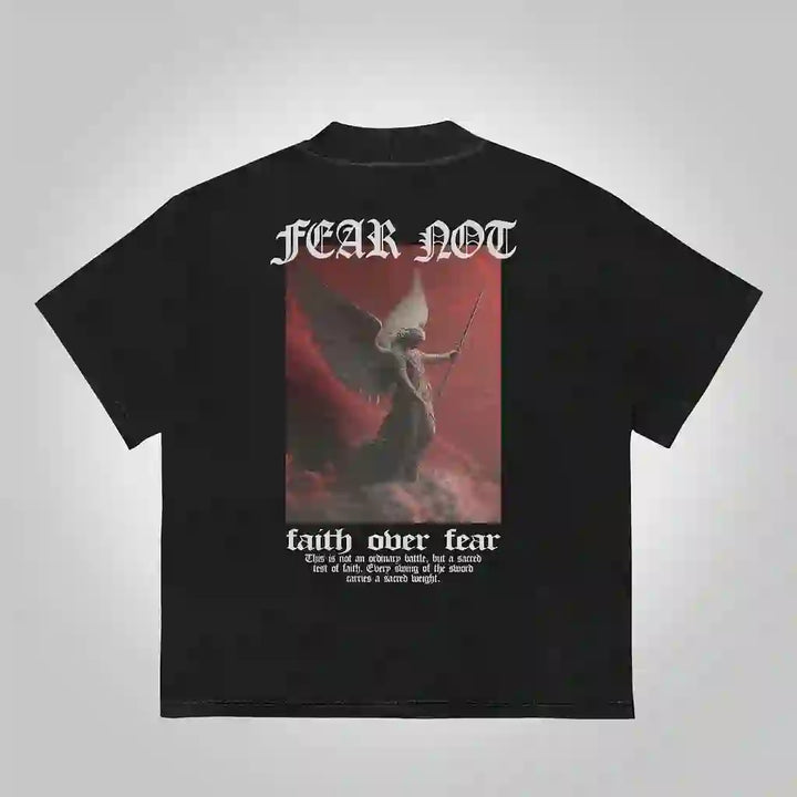Christianartworkshop Sopula Fear Not-Faith Over Fear - Maglietta grafica in cotone con stampa - Nero - 2XL - image 0