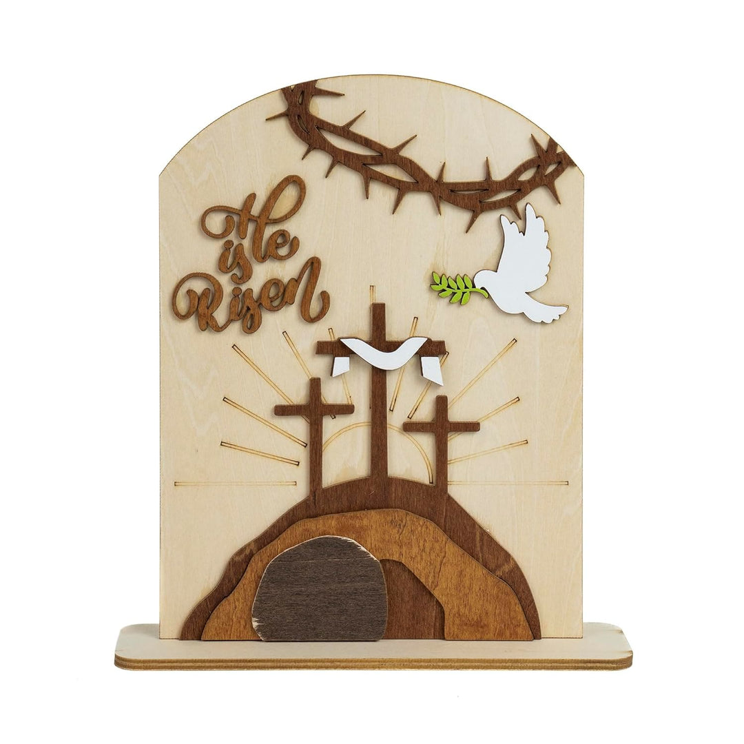 Christianartworkshop "Risen Hope" Set di icone pasquali: espositore decorativo in legno con motivi a croce e tomba - image 4