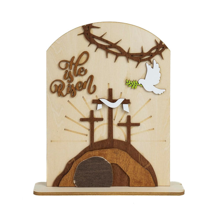 Christianartworkshop "Risen Hope" Set di icone pasquali: espositore decorativo in legno con motivi a croce e tomba - image 4