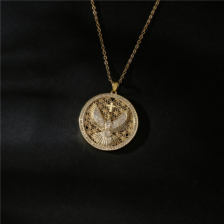 Christianartworkshop Collana con colomba dello Spirito Santo e scintillante simbolo celeste: un simbolo radioso di fede - image 3