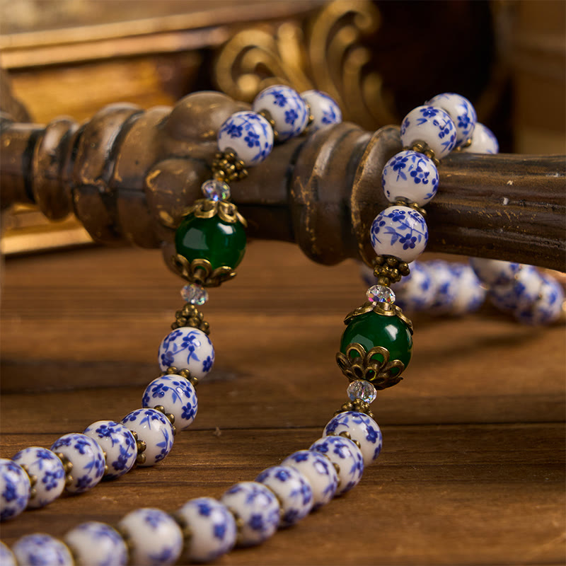 Christianartworkshop FEDE IN PREGHIERA: Rosario floreale fatto a mano in ceramica e giada da 8 mm  - image 8