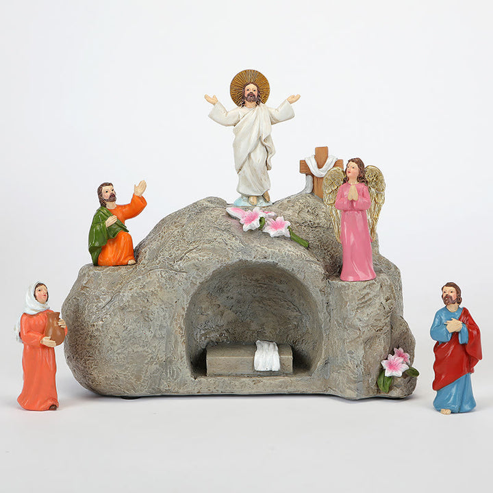 Christianartworkshop Scena della Resurrezione con Gesù, angeli e discepoli - Decorazione illuminata per la Natività di Pasqua - image 4