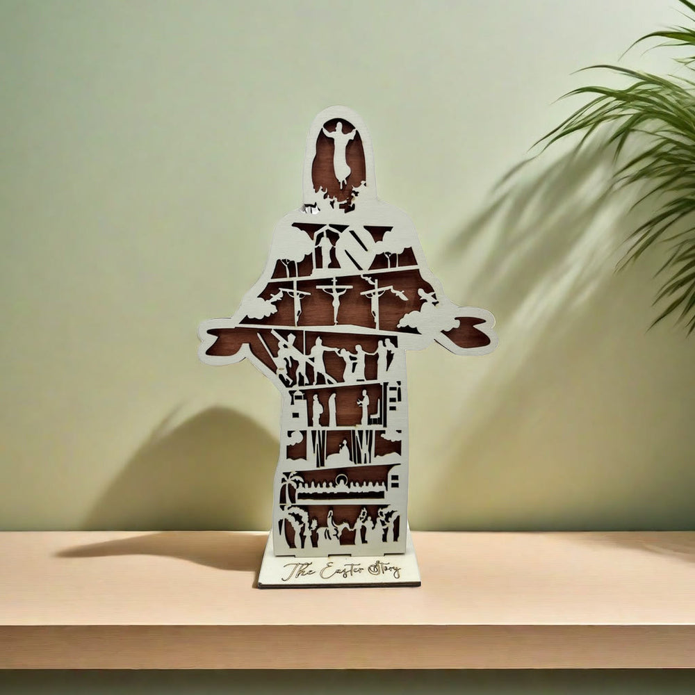 Christianartworkshop Ornamento decorativo in legno di Gesù pasquale: il viaggio della vita di Gesù - image 1