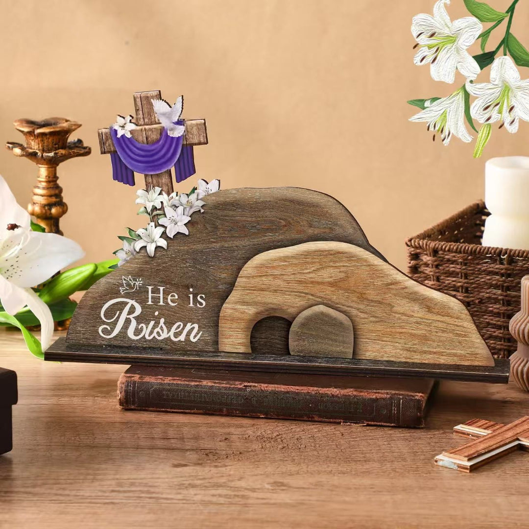Christianartworkshop "È risorto" Decorazione pasquale in legno - Lui è risorto - image 0