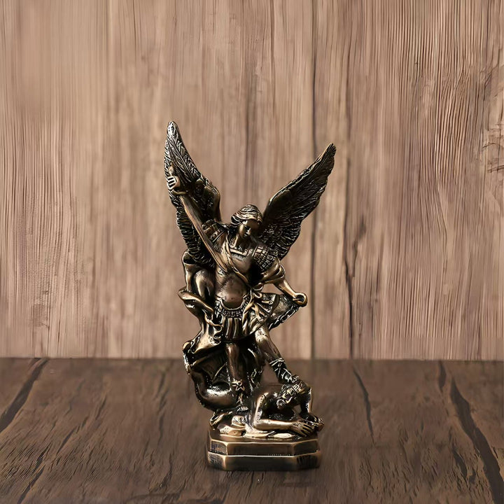 Ornamento della statua dell'Arcangelo Michele in bronzo antico Christianartworkshop - San Michele - image 0