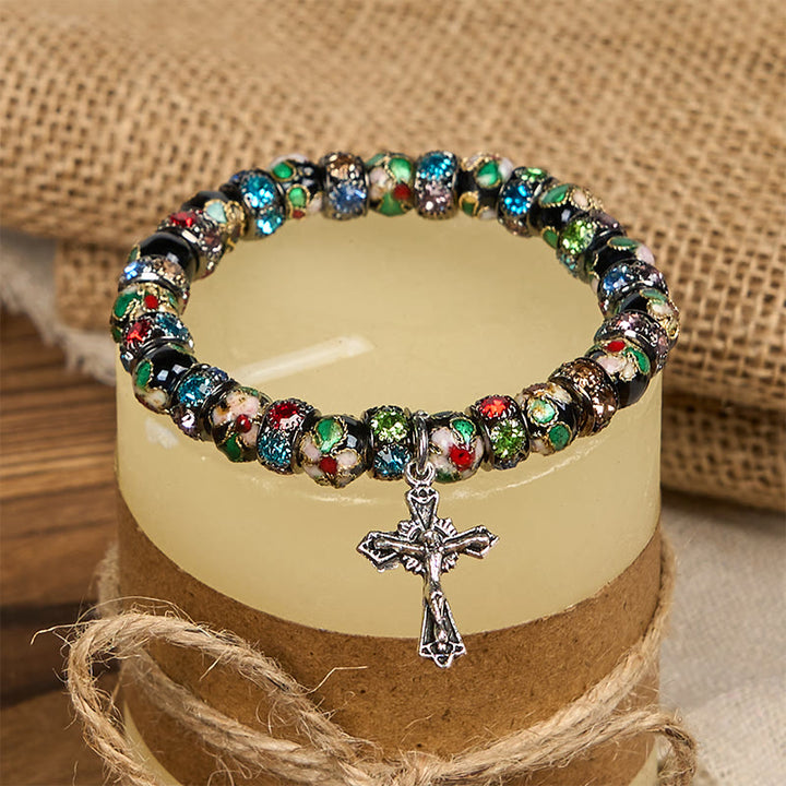 Braccialetto di fede senza tempo con perline cloisonné fatte a mano Christianartworkshop : una testimonianza della presenza di Cristo - image 9