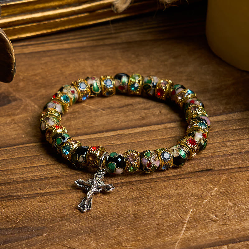 Braccialetto di fede senza tempo con perline cloisonné fatte a mano Christianartworkshop : una testimonianza della presenza di Cristo - image 3