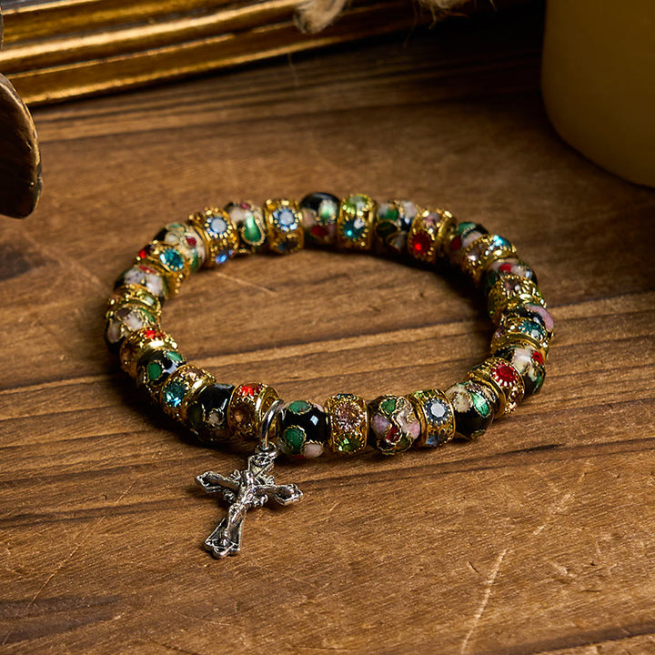 Braccialetto di fede senza tempo con perline cloisonné fatte a mano Christianartworkshop : una testimonianza della presenza di Cristo - image 3