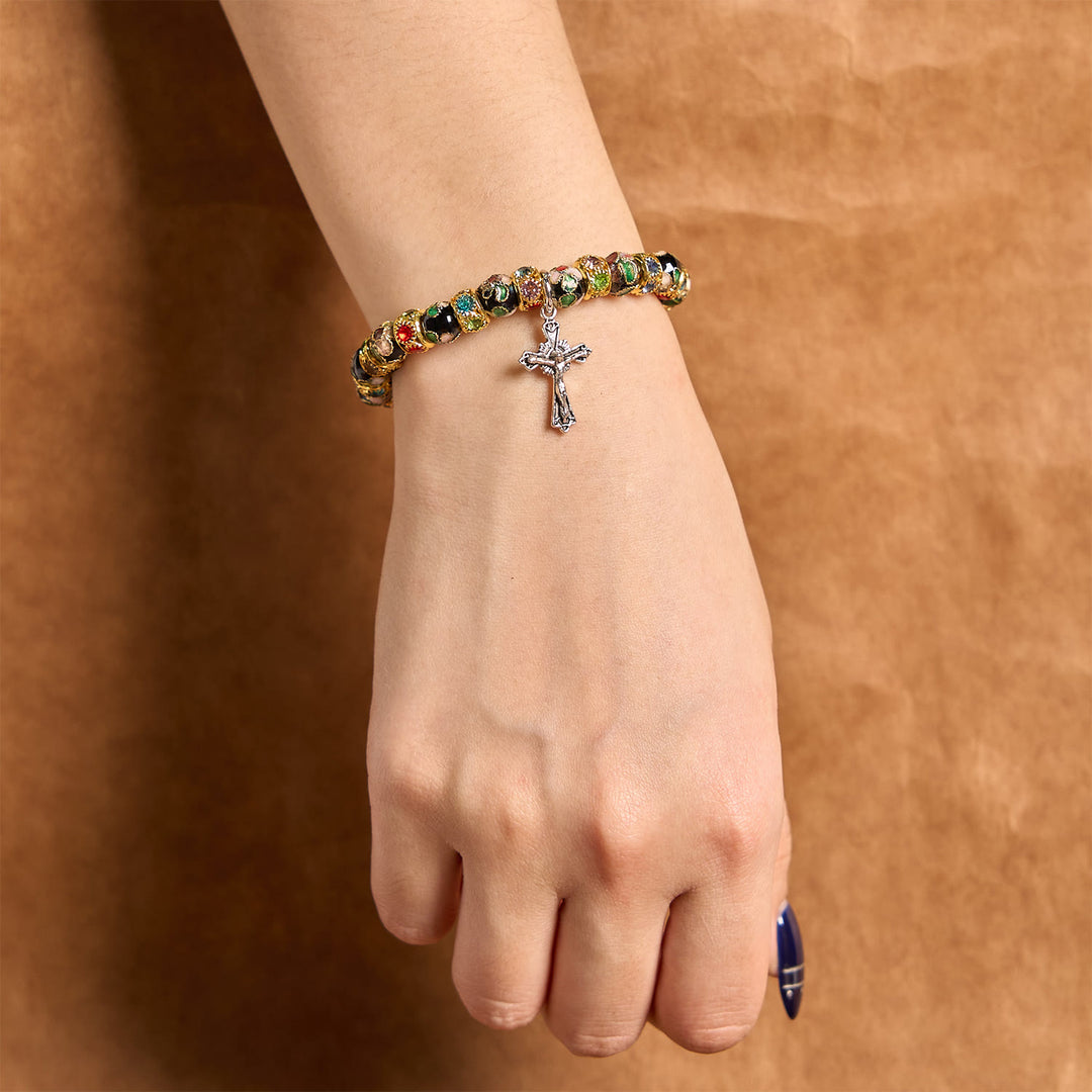 Braccialetto di fede senza tempo con perline cloisonné fatte a mano Christianartworkshop : una testimonianza della presenza di Cristo - image 16