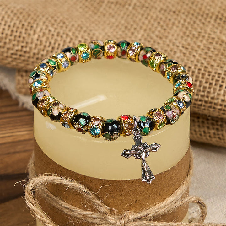 Braccialetto di fede senza tempo con perline cloisonné fatte a mano Christianartworkshop : una testimonianza della presenza di Cristo - image 12