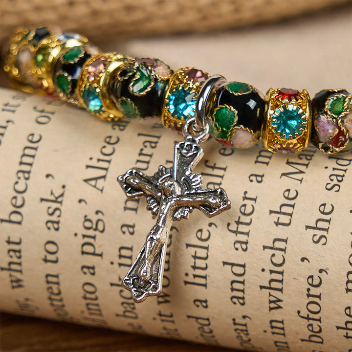 Braccialetto di fede senza tempo con perline cloisonné fatte a mano Christianartworkshop : una testimonianza della presenza di Cristo - image 13