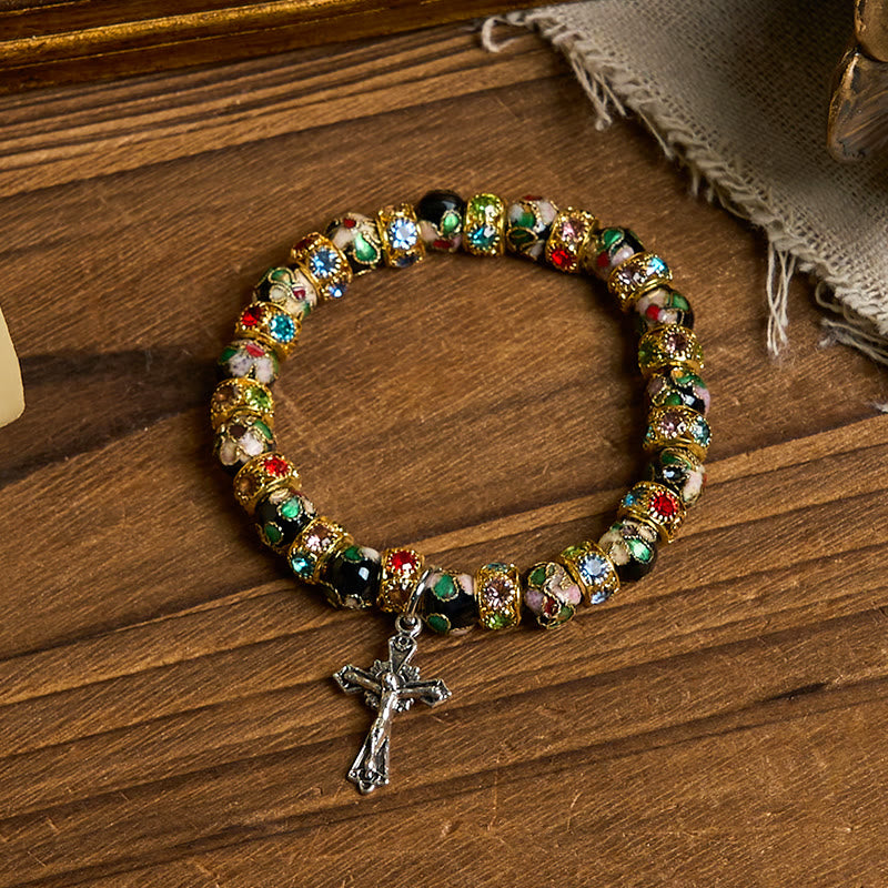 Braccialetto di fede senza tempo con perline cloisonné fatte a mano Christianartworkshop : una testimonianza della presenza di Cristo - image 18