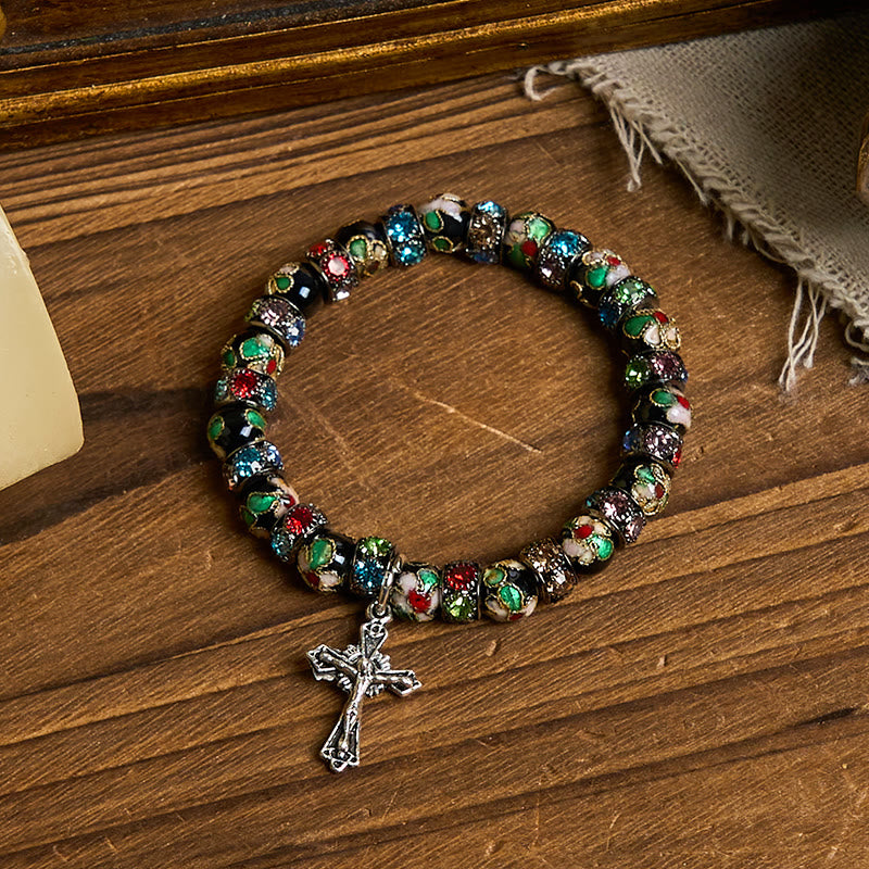 Braccialetto di fede senza tempo con perline cloisonné fatte a mano Christianartworkshop : una testimonianza della presenza di Cristo - image 17