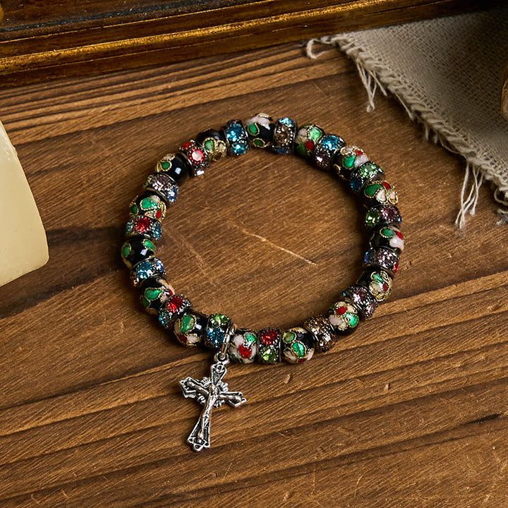 Braccialetto di fede senza tempo con perline cloisonné fatte a mano Christianartworkshop : una testimonianza della presenza di Cristo - image 17