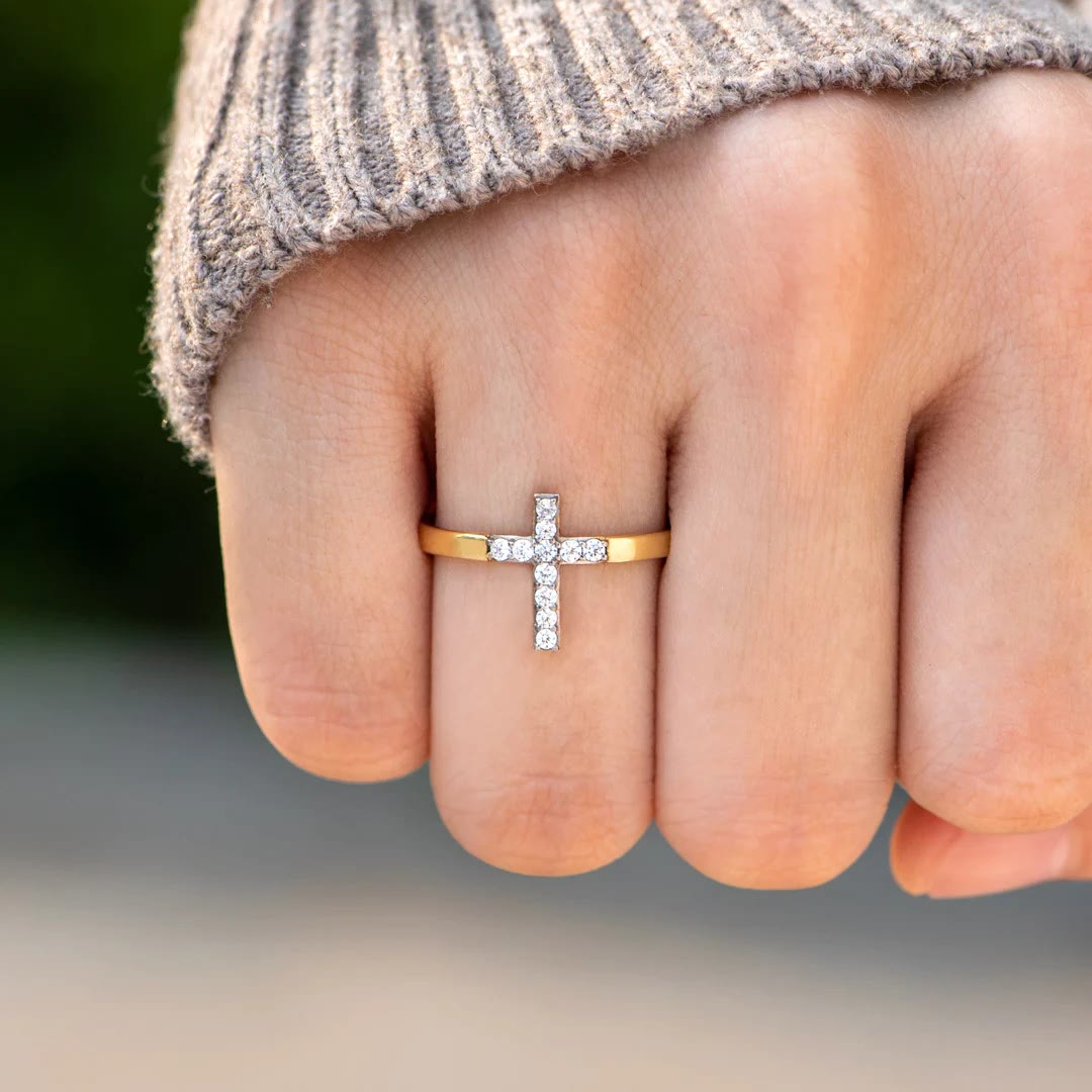 Christianartworkshop Croce in argento 925 e anello "Trust God": simboli di speranza - image 1