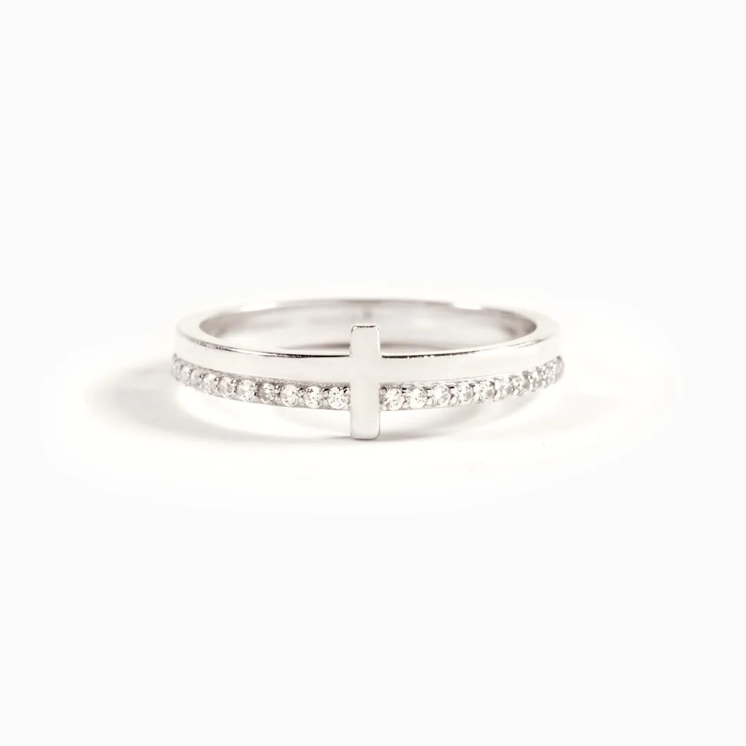 Christianartworkshop Anello in argento 925 con GESÙ e croce "Prega" - Attirare il potere divino attraverso la fede - Argento - US 10 - image 4