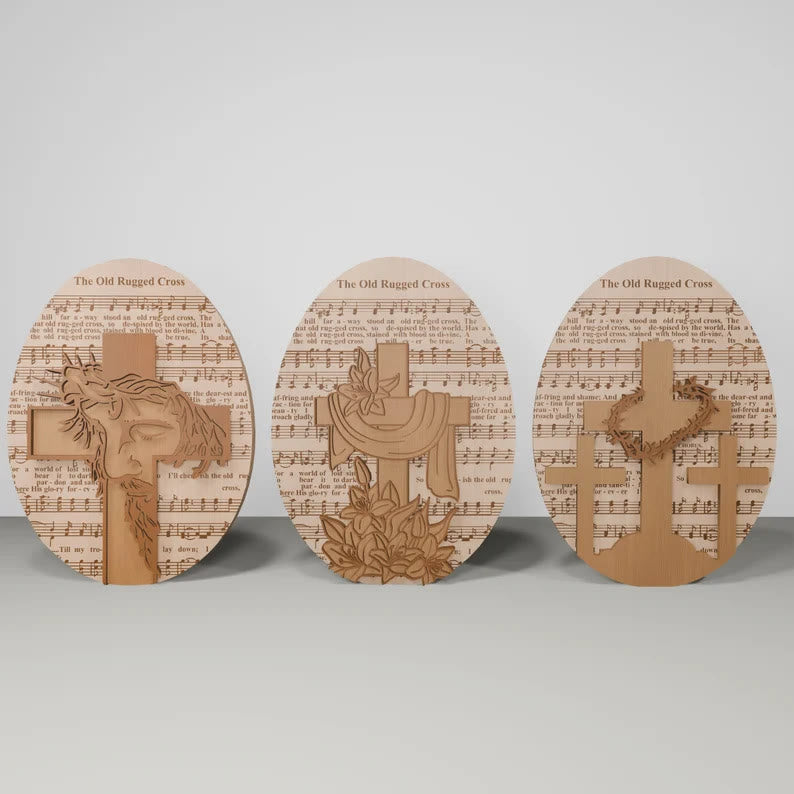 Christianartworkshop 3styles Decorazione da tavolo in legno ispiratrice per Pasqua - Simboli di speranza e redenzione - image 1