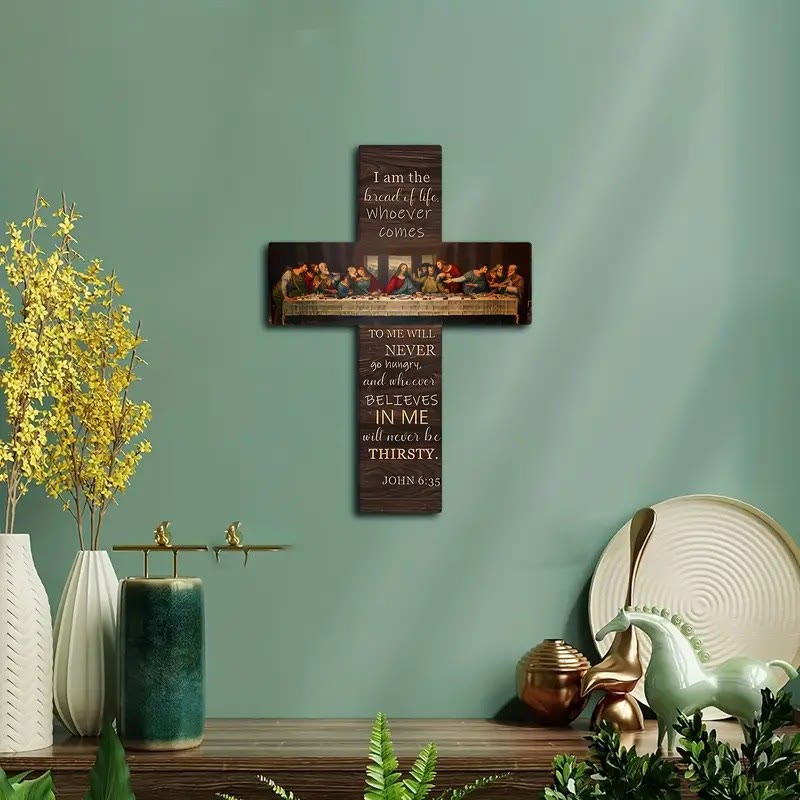 Christianartworkshop "L'Ultima Cena" Croce in legno da appendere: una testimonianza di fede e arte - image 3