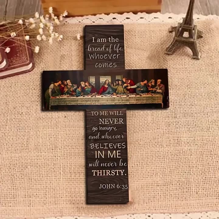 Christianartworkshop "L'Ultima Cena" Croce in legno da appendere: una testimonianza di fede e arte - L'Ultima Cena Croce A - image 0