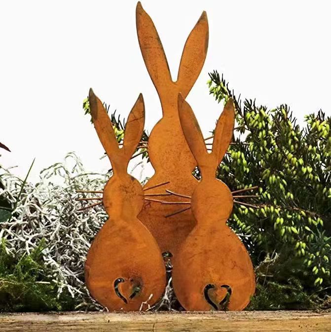 Christianartworkshop Set di 3 decorazioni da tavolo in legno a forma di coniglio pasquale ispiratore - image 1