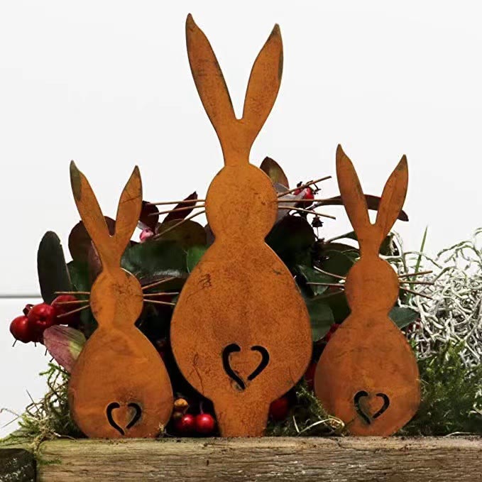 Christianartworkshop Set di 3 decorazioni da tavolo in legno a forma di coniglio pasquale ispiratore - image 3