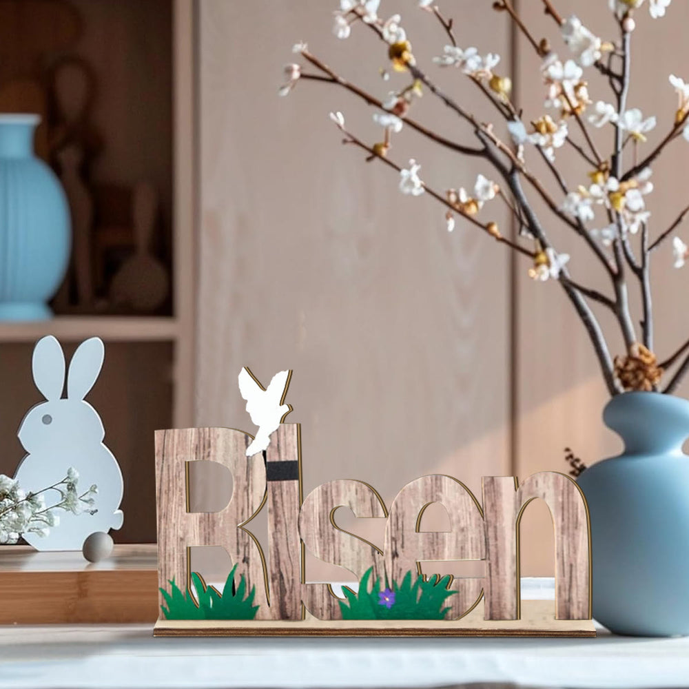 Christianartworkshop "Risorto" Decorazione pasquale in legno da tavolo - image 1