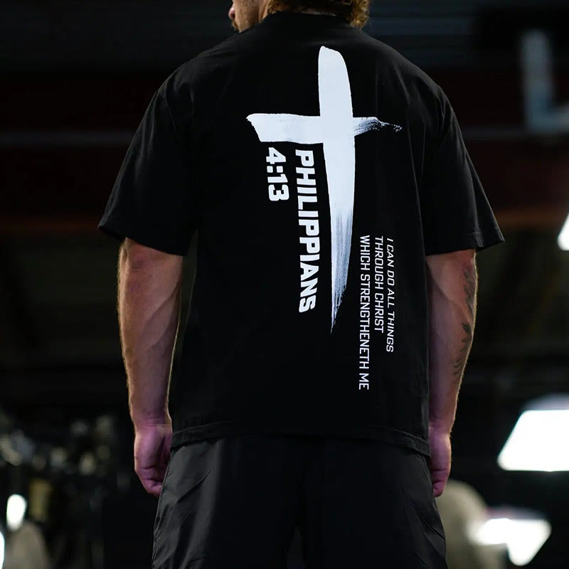 Christianartworkshop Filippesi 4:13 Forza Croce T-Shirt - image 1