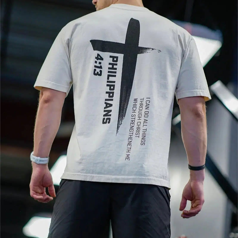 Christianartworkshop Filippesi 4:13 Forza Croce T-Shirt - image 4