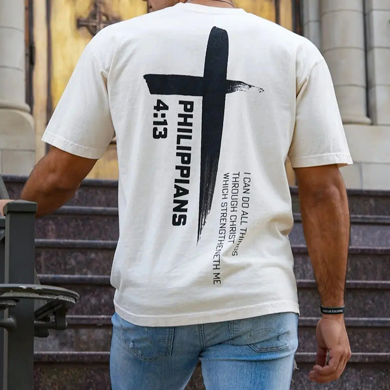Christianartworkshop Filippesi 4:13 Forza Croce T-Shirt - image 5