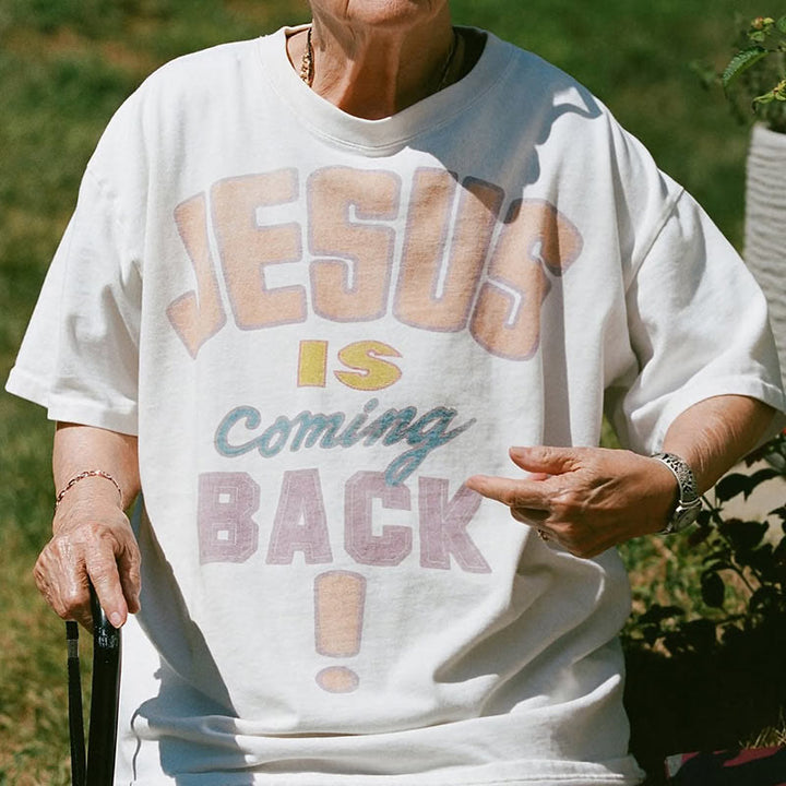Christianartworkshop Maglietta con frase audace "Gesù sta tornando" - image 3