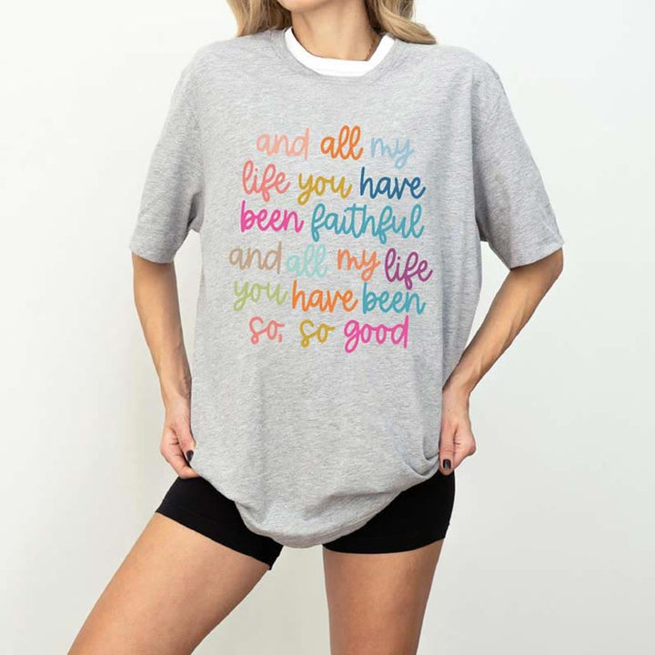 Christianartworkshop Maglietta cristiana "Tutta la mia vita sei stato fedele" - Grigio - 2XL - image 3