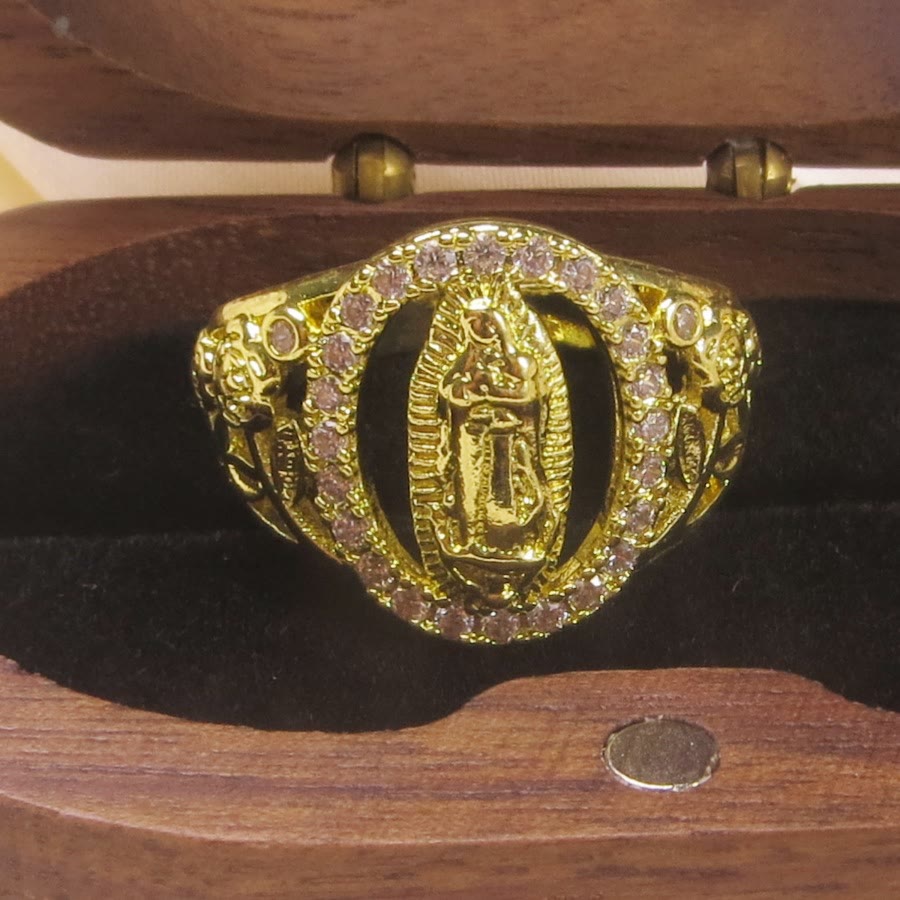 Christianartworkshop Anello in rame con rosa della Madonna in stile classico e vintage: unire fede ed eleganza - US10 - image 0