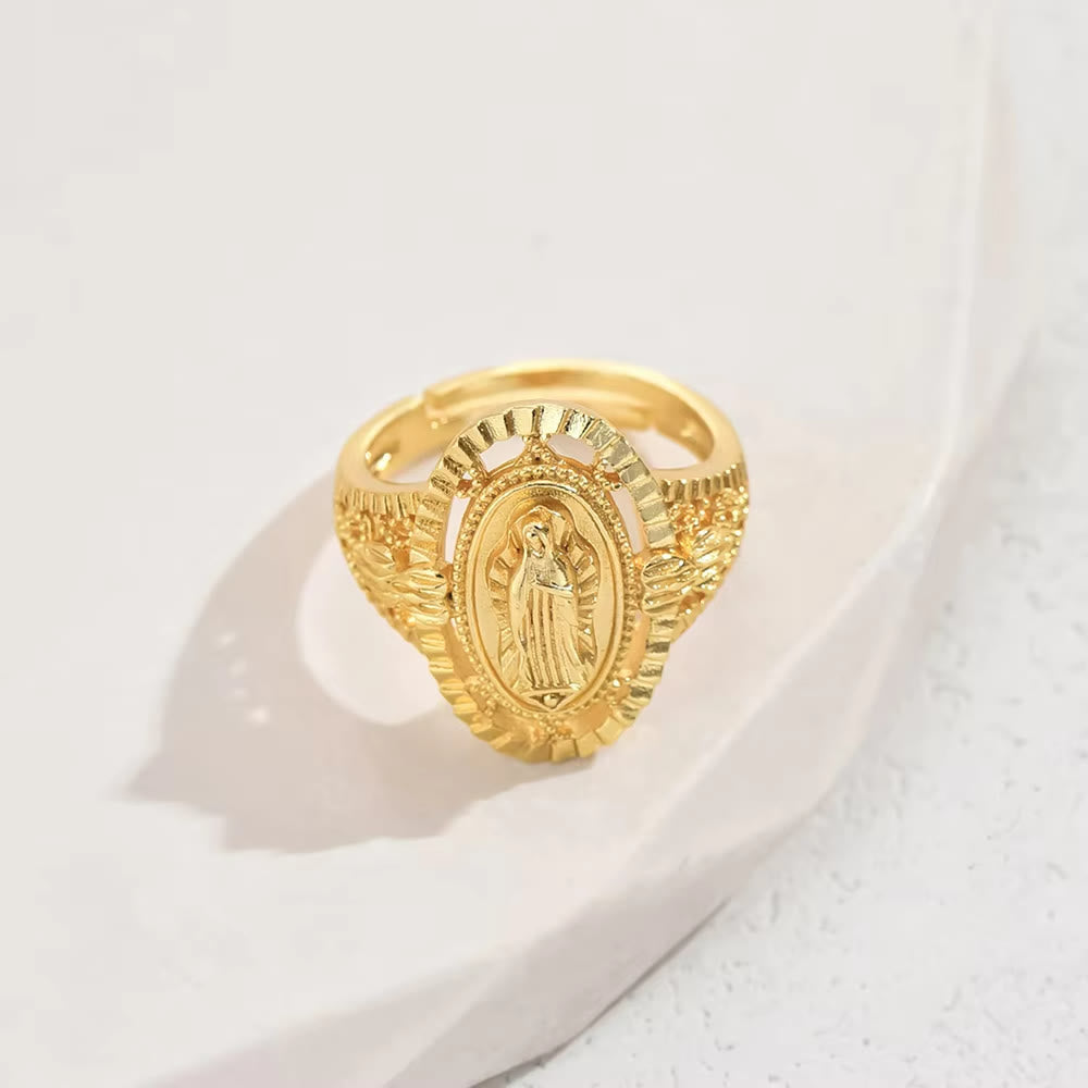 Christianartworkshop L'anello Vintage&Classic Style Our Lady of Guadalupe: un omaggio senza tempo alla fede e all'eleganza - Regolabile (adatto per taglie USA 5-7) - image 0