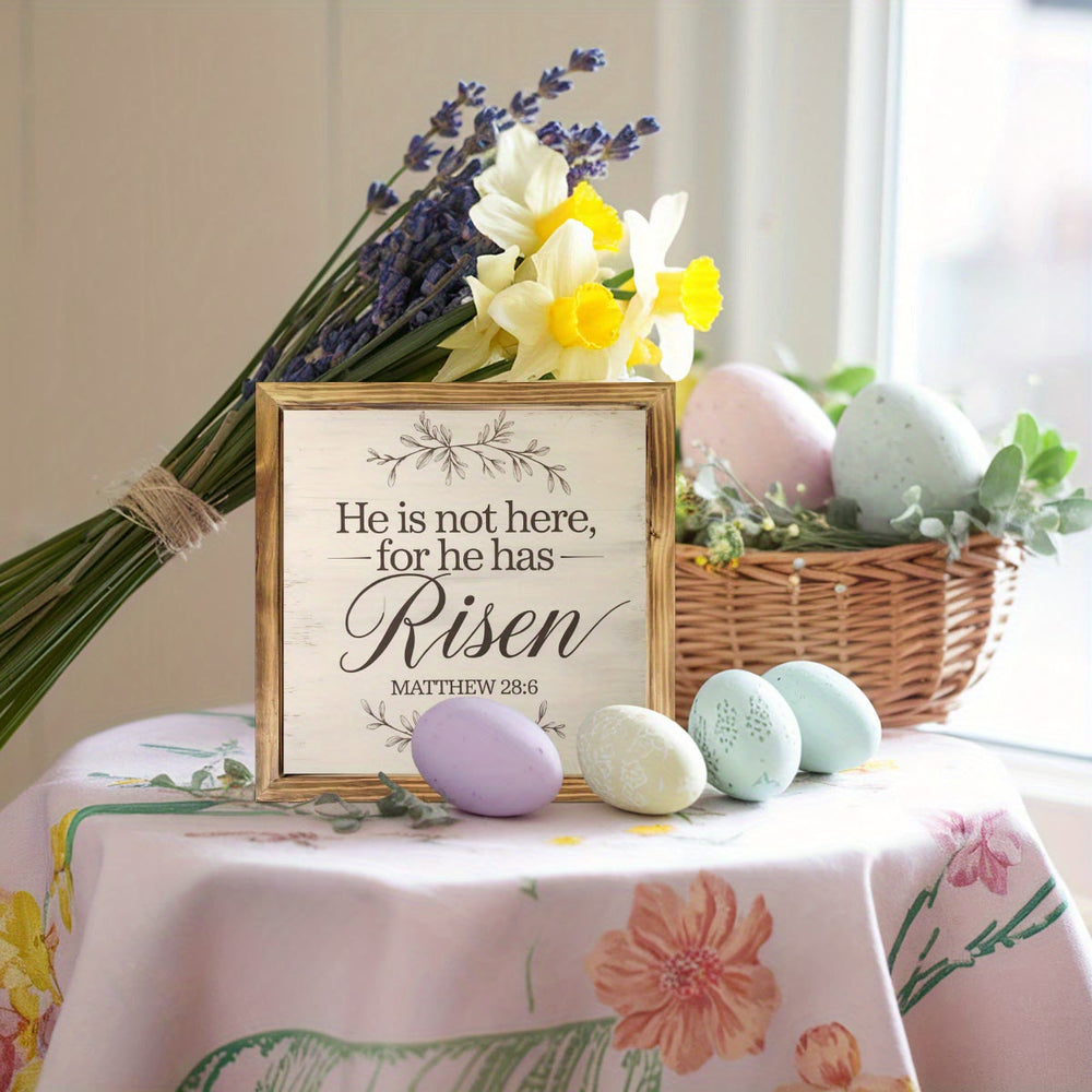 Christianartworkshop "Risorto" Decorazione da tavolo in legno per Pasqua: un ornamento ispirato alla fede per la primavera - image 1