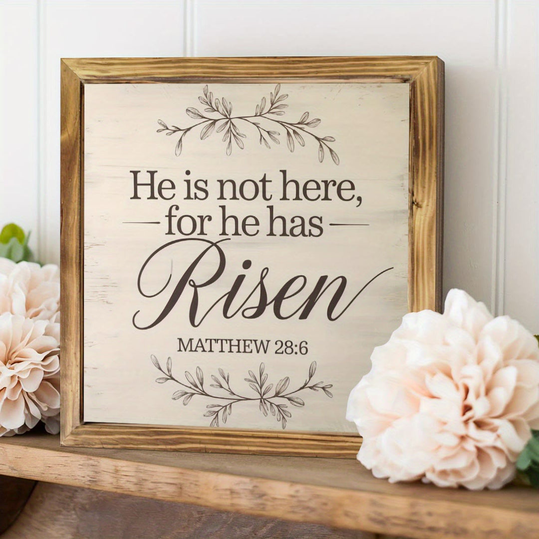 Christianartworkshop "Risorto" Decorazione da tavolo in legno per Pasqua: un ornamento ispirato alla fede per la primavera - Legna - image 0