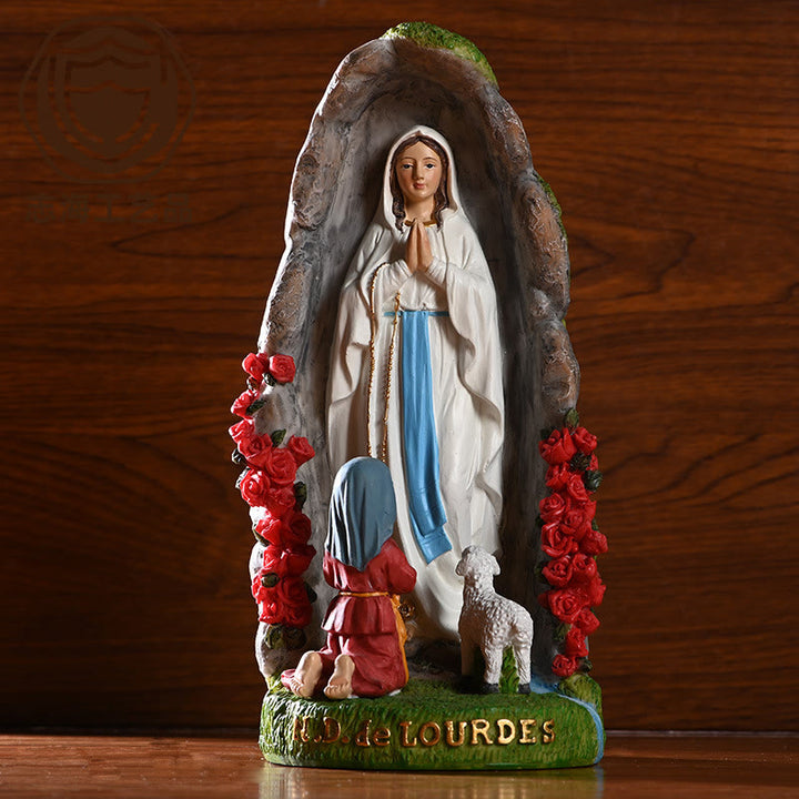 Christianartworkshop Decorazione da tavolo in resina raffigurante la Madonna di Lourdes e l'Agnello - Resina - image 0