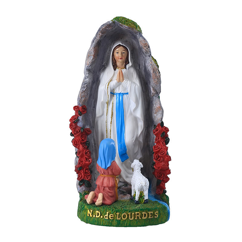 Christianartworkshop Decorazione da tavolo in resina raffigurante la Madonna di Lourdes e l'Agnello - image 2